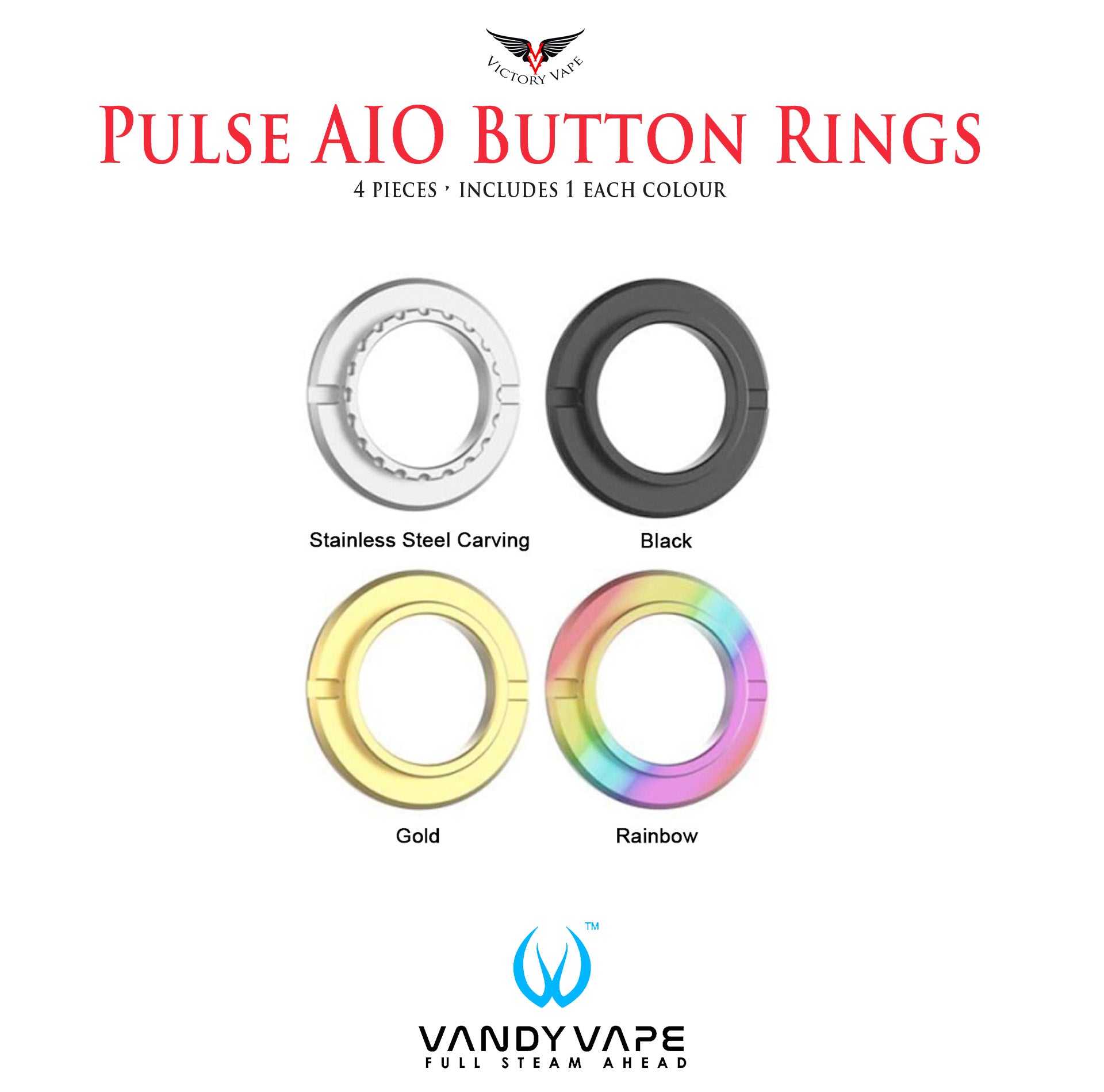  Vandy Vape Pulse AIO Button Rings • inc. 4 colours 