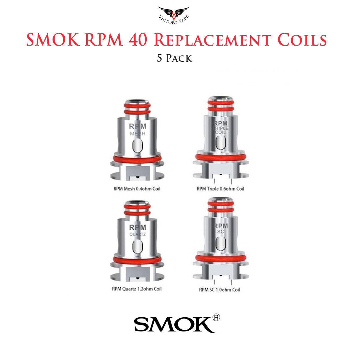  SMOK RPM Pod Replacement Coils • 5 Pack (except single RBA) 
