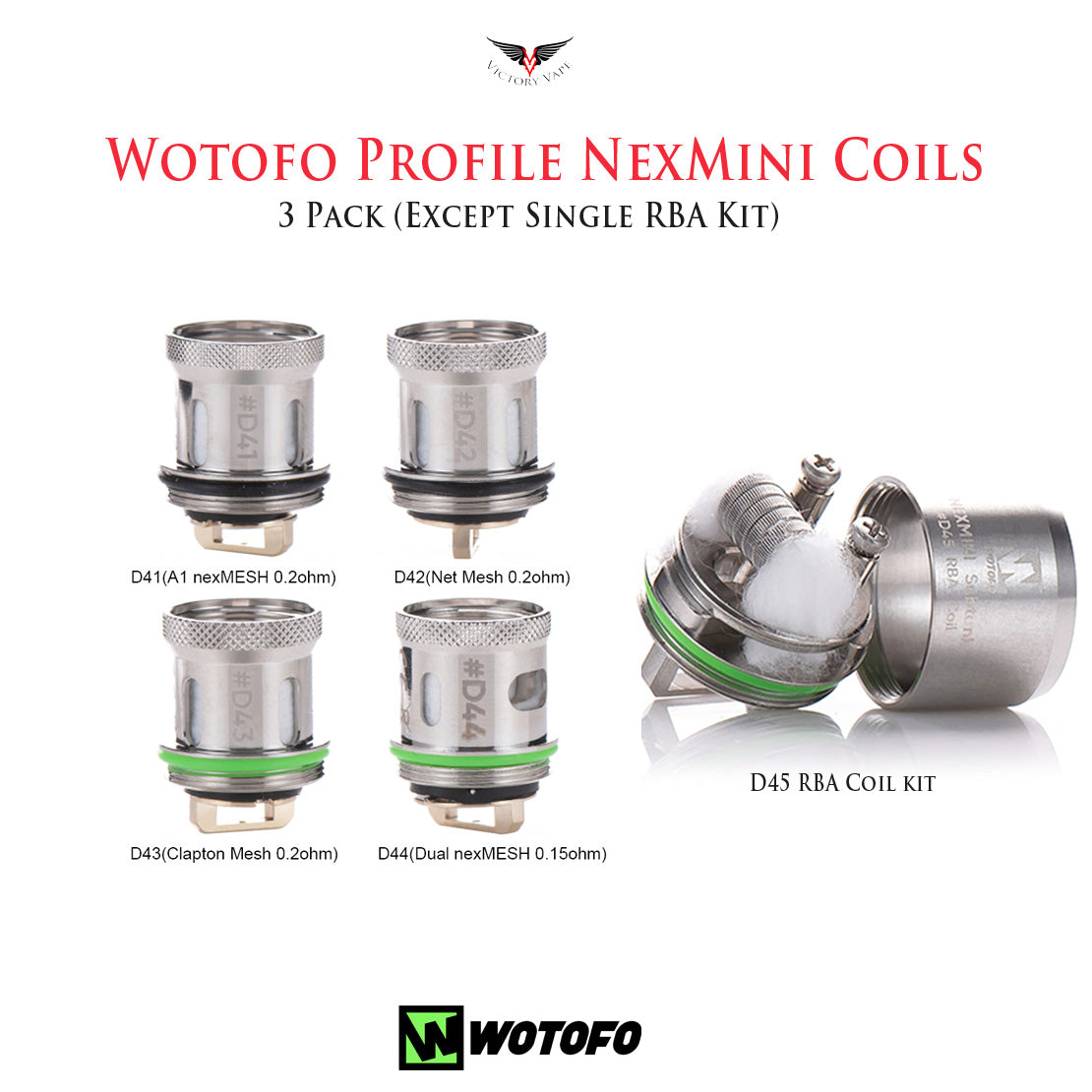  Wotofo NexMini Subohm Tank Coils • 3 Pack (Except single RBA coil) 