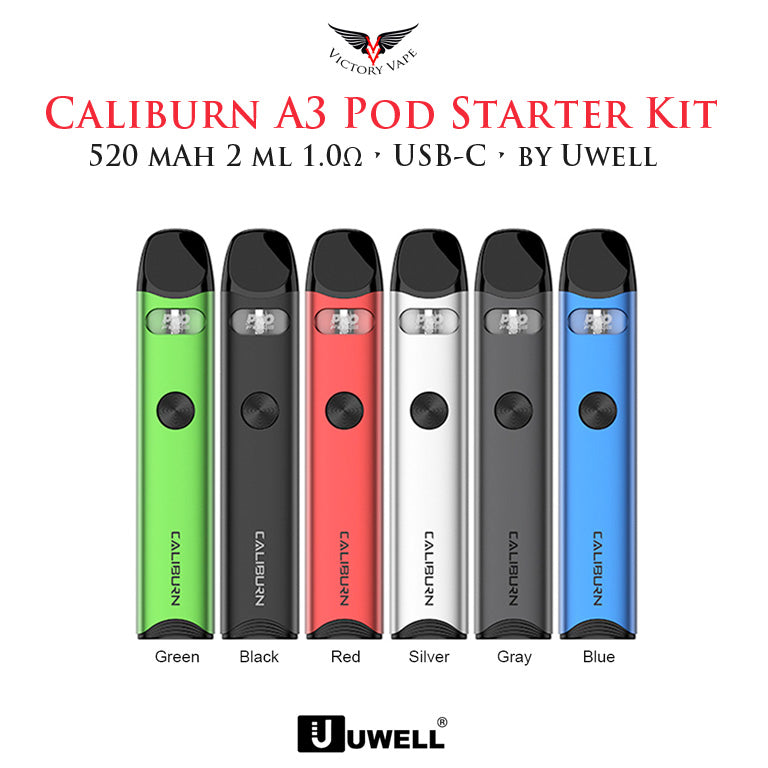  Uwell Caliburn A3 Pod Starter Kit • 520 mAh 2ml USB-C 1.0Ω 