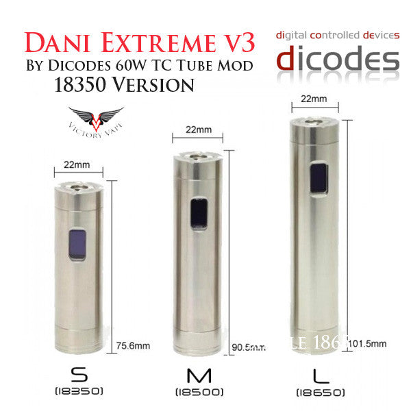  Dicodes Dani Extreme v3 60W TC vv/vw Tube Mod • 18500 Version (made in Germany) 