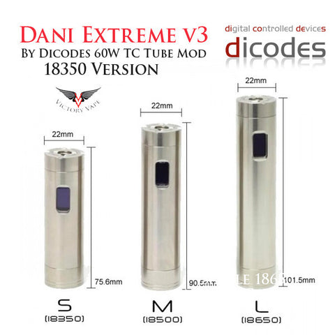 Dicodes Dani Extreme v3 60W TC vv/vw Tube Mod • 18500 Version