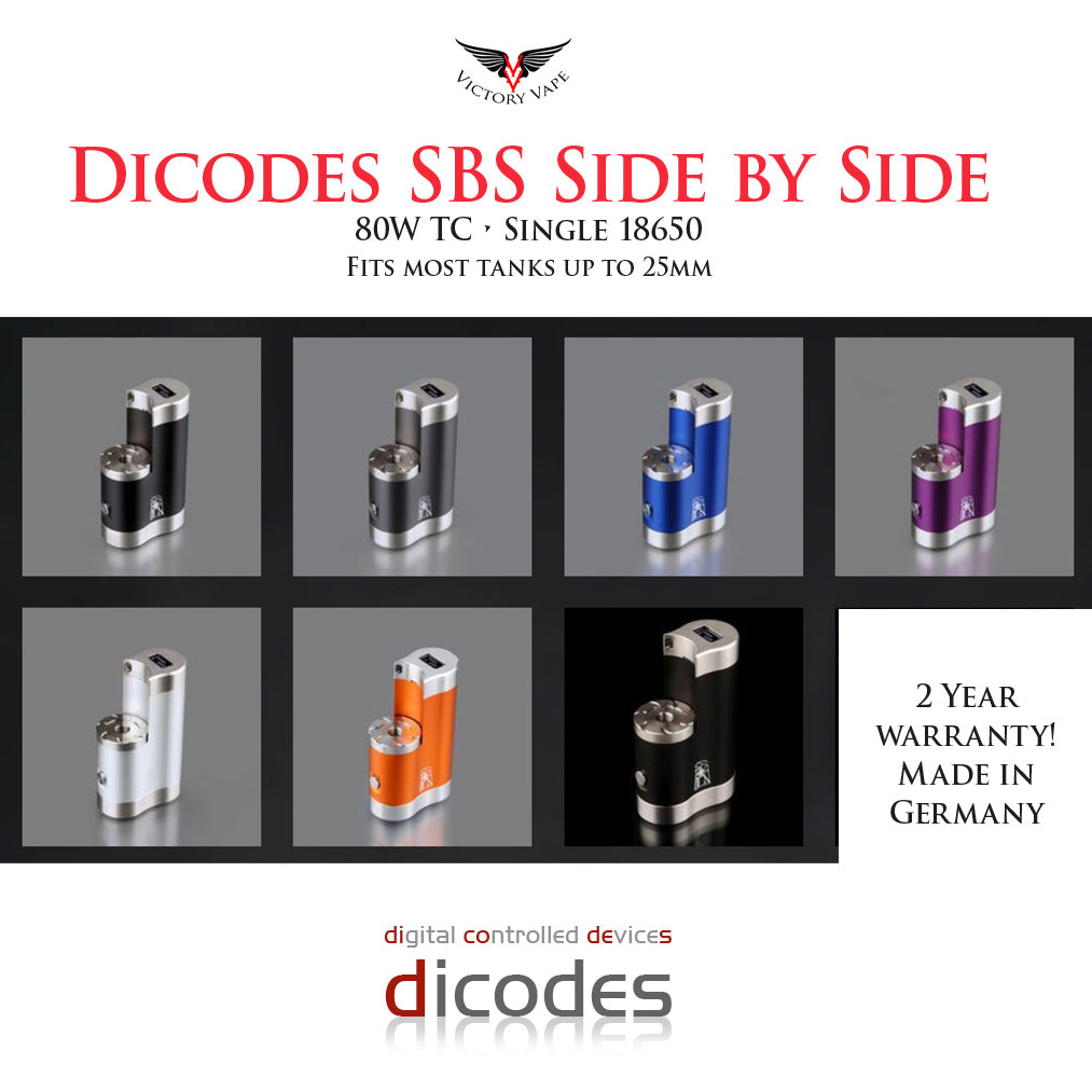  Dicodes SBS Side by Side 80W vv/vw Mod• 18650 (made in Germany) NEW COLOURS! 