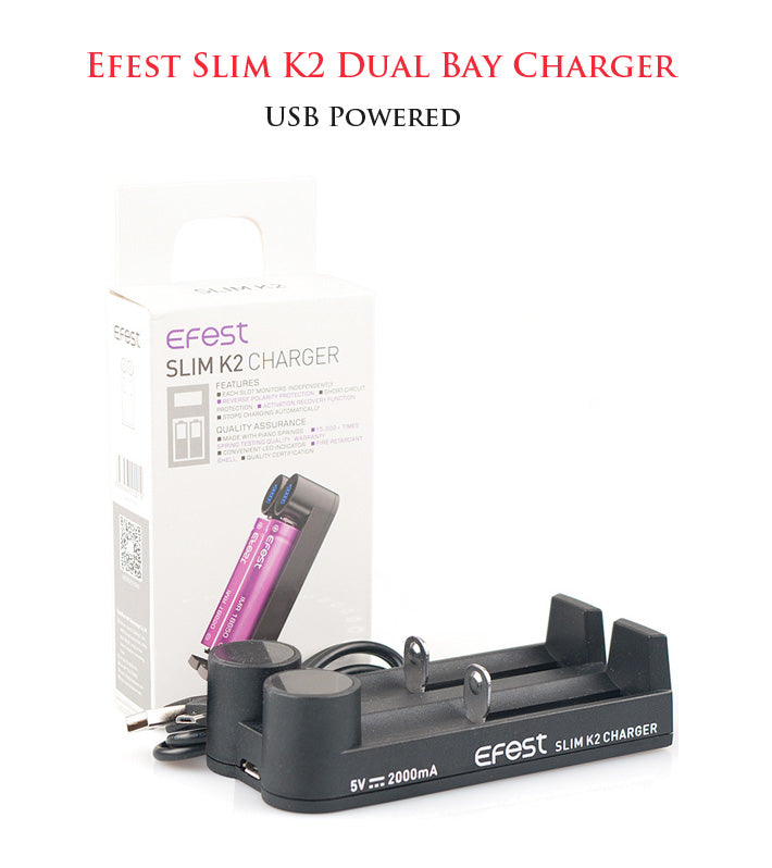  Efest Slim K2 Dual Bay Battery Charger • USB powered 