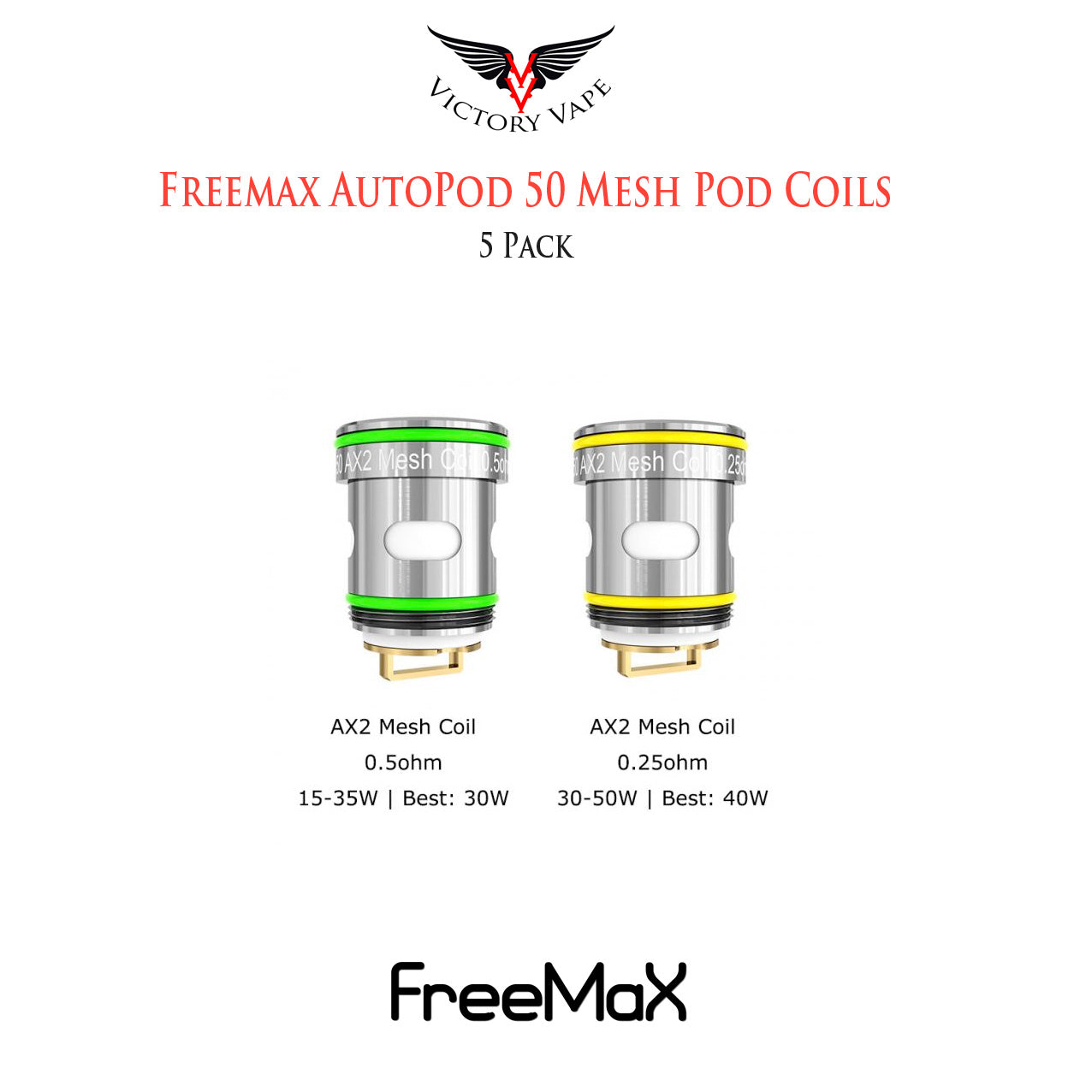  Freemax Autopod50 Pod AX2 Mesh Coil • 5 Pack 