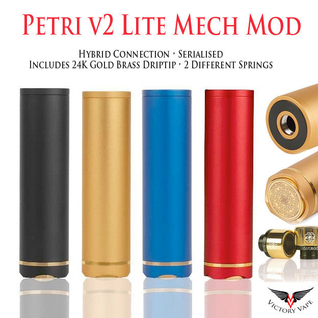  Petri v2 Mech Mod 24mm • w/ 24K Gold Driptip & 2 different springs 
