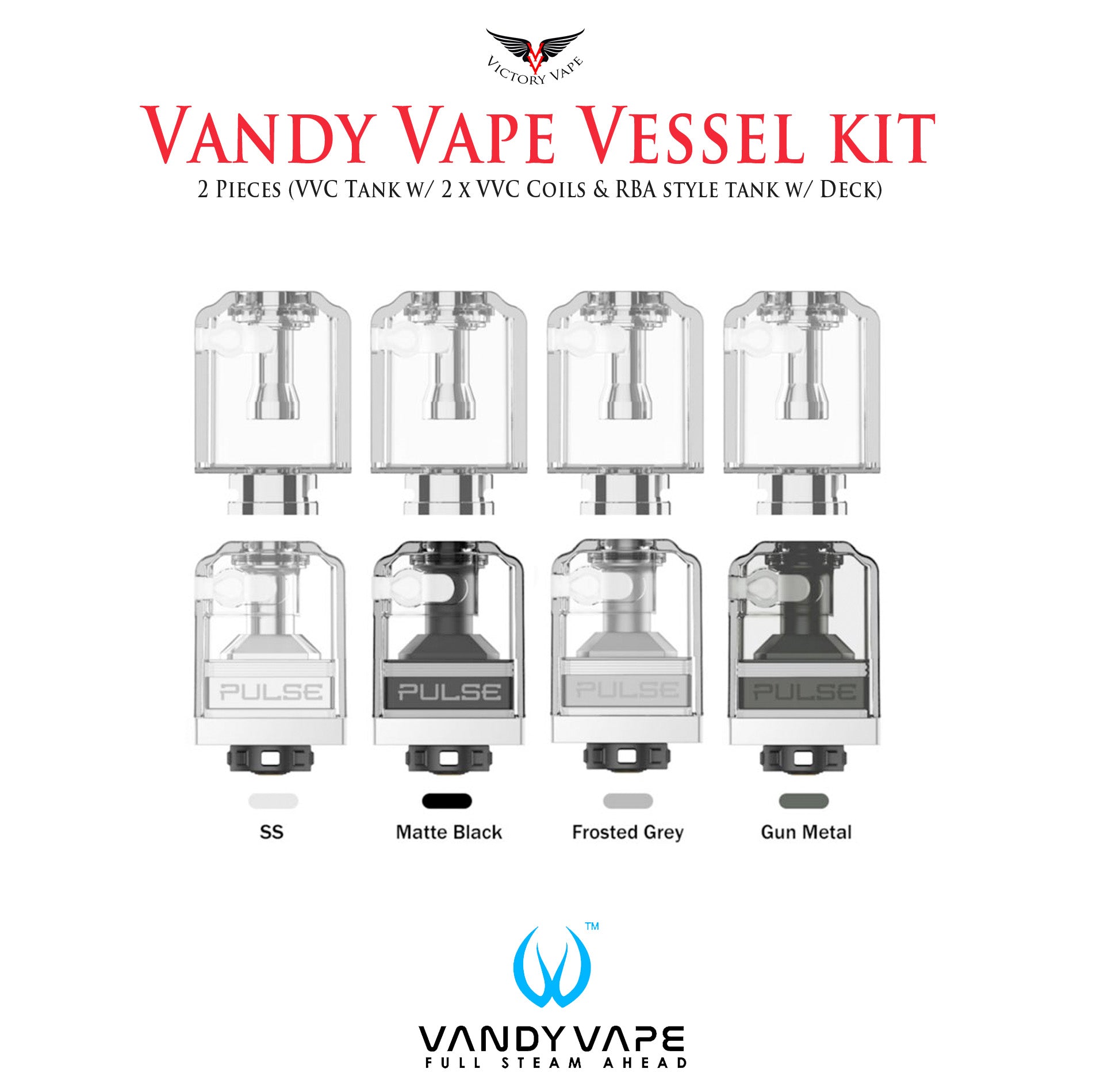  Vandy Vape Pulse AIO Vessel Kit •  (w/ RBA deck & Prebuilt tank w/ 2 x VVC coils) 