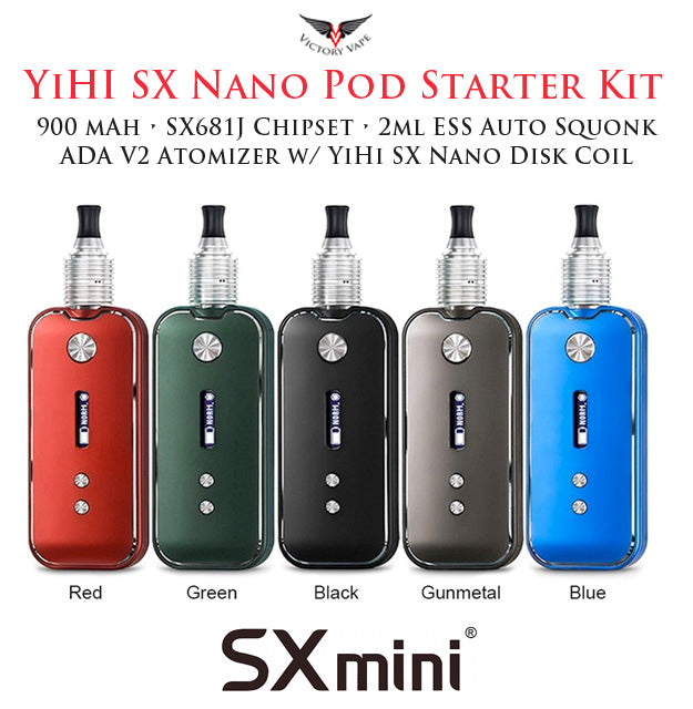  YiHi SX Nano Pod Auto Squonk Starter Kit • 900 mAh 2ml USB-C 