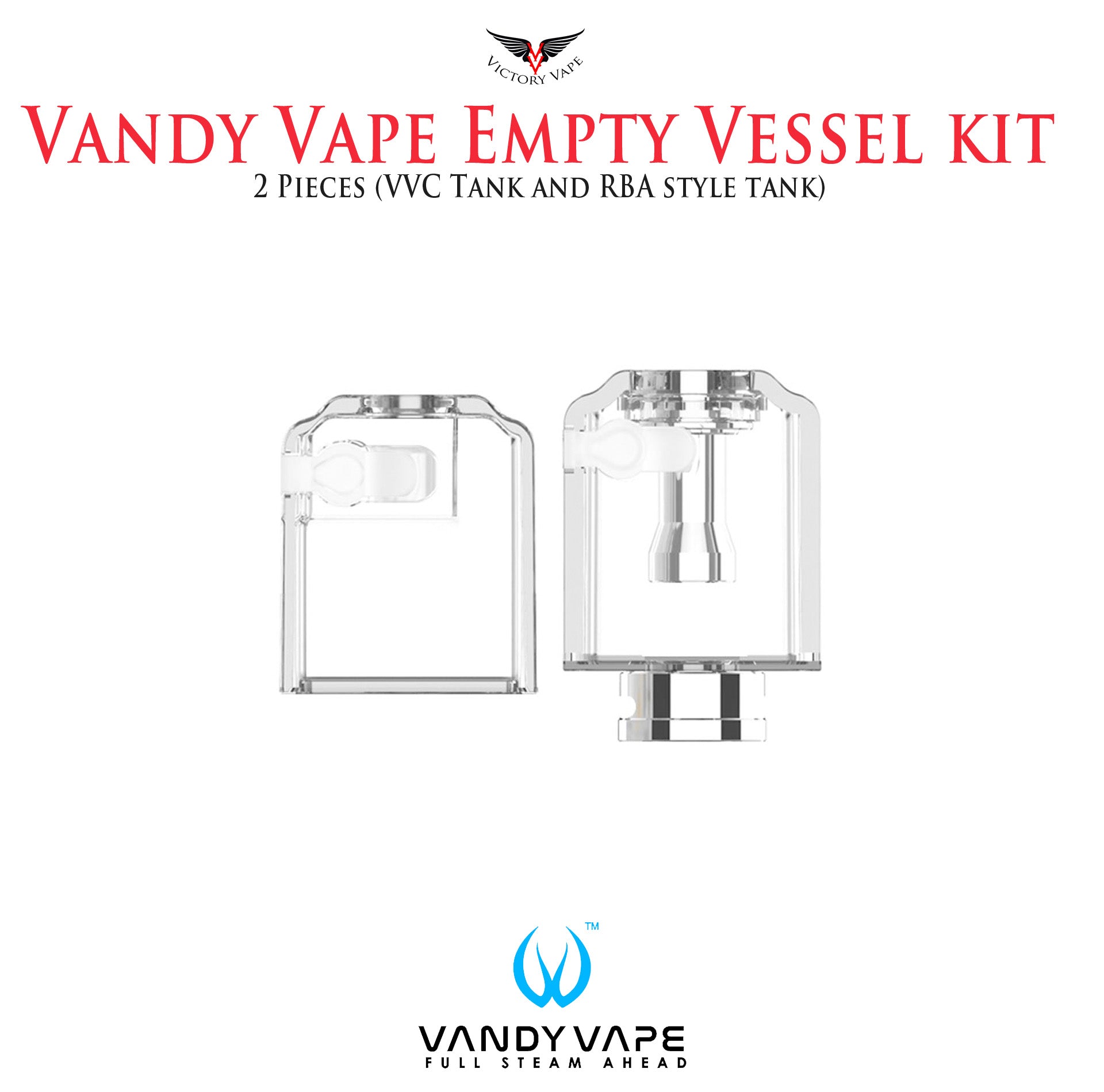  Vandy Vape Pulse AIO Vessel Kit • 2 pieces (1 x VVC Tank & 1 x Empty RBA tank) No Coils 