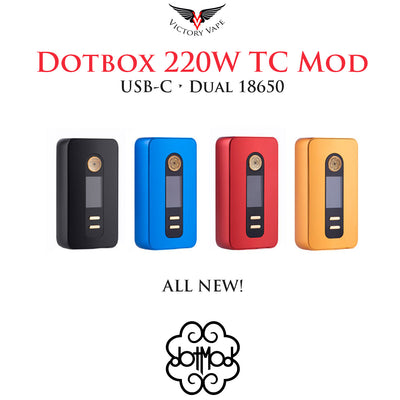 dotmod dotBox 220W vv/vw Mod • USB-C dual 18650 (not included)