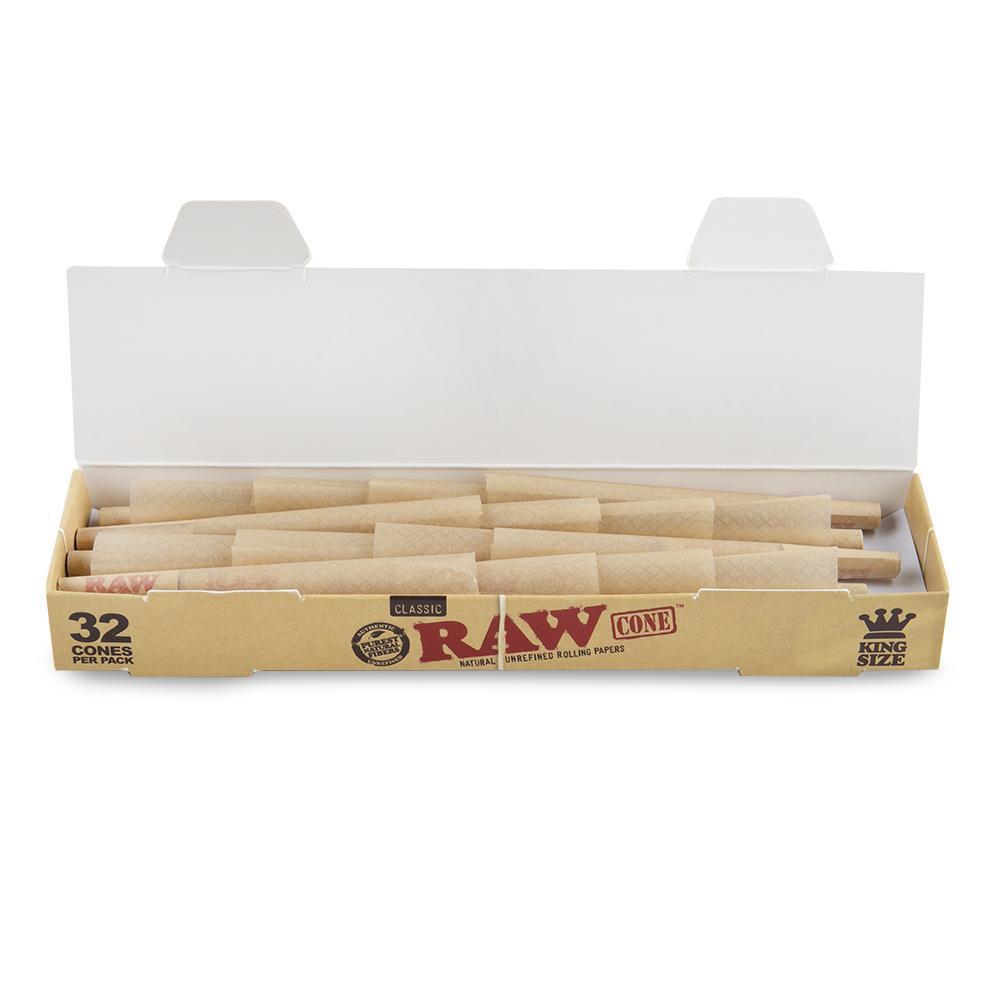  RAW CLASSIC KING SIZE PRE ROLLED CONES • 32 Cones / Box 